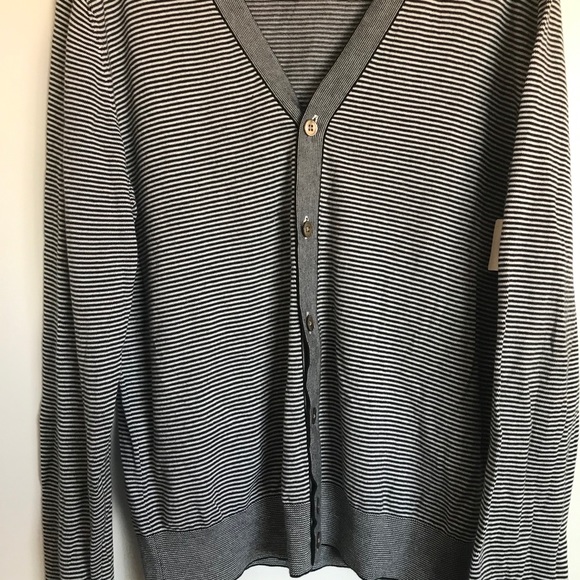 Tommy Hilfiger Striped V-Neck Cardigan Sweater - Size L - Picture 2 of 8